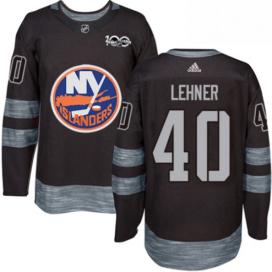 Mens Adidas New York Islanders 40 Robin Lehner Authentic Black 1917 2017 100th Anniversary NHL Jerse