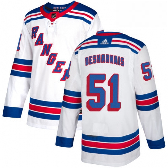 Mens Adidas New York Rangers 51 David Desharnais Authentic White Away NHL Jersey