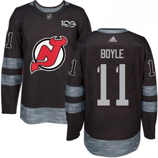 Mens Adidas New Jersey Devils 11 Brian Boyle Authentic Black 1917 2017 100th Anniversary NHL Jersey