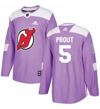 Mens Adidas New Jersey Devils 5 Dalton Prout Authentic Purple Fights Cancer Practice NHL Jersey