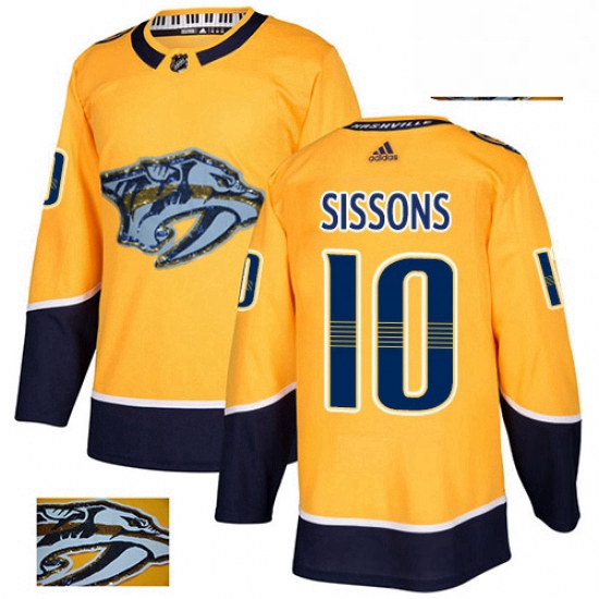 Mens Adidas Nashville Predators 10 Colton Sissons Authentic Gold Fashion Gold NHL Jersey