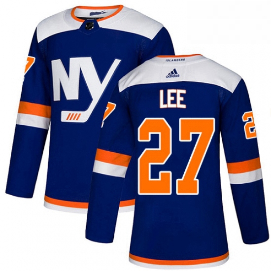 Mens Adidas New York Islanders 27 Anders Lee Premier Blue Alternate NHL Jersey