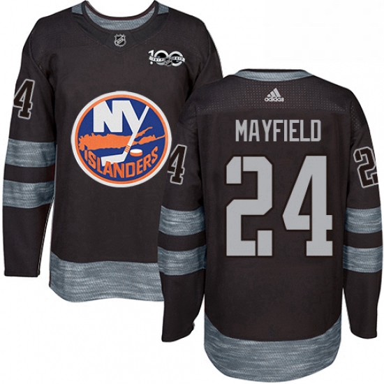 Mens Adidas New York Islanders 24 Scott Mayfield Authentic Black 1917 2017 100th Anniversary NHL Jer