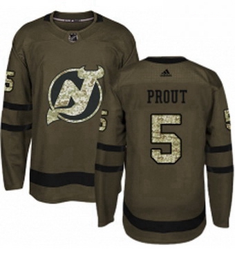 Mens Adidas New Jersey Devils 5 Dalton Prout Authentic Green Salute to Service NHL Jersey