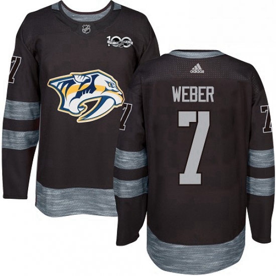 Mens Adidas Nashville Predators 7 Yannick Weber Authentic Black 1917 2017 100th Anniversary NHL Jers