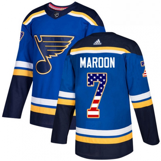 Mens Adidas St Louis Blues 7 Patrick Maroon Authentic Blue USA Flag Fashion NHL Jersey