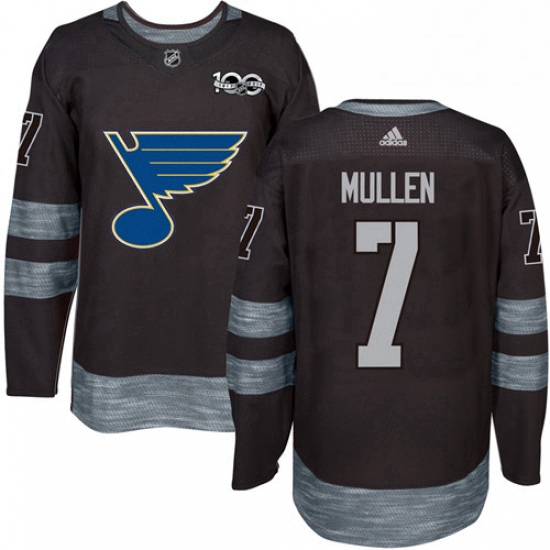 Mens Adidas St Louis Blues 7 Joe Mullen Authentic Black 1917 2017 100th Anniversary NHL Jersey