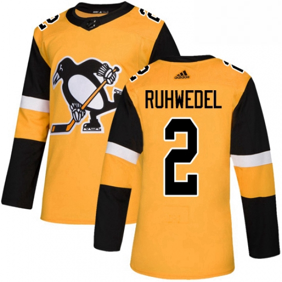 Mens Adidas Pittsburgh Penguins 2 Chad Ruhwedel Premier Gold Alternate NHL Jersey