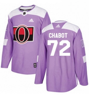 Mens Adidas Ottawa Senators 72 Thomas Chabot Authentic Purple Fights Cancer Practice NHL Jersey