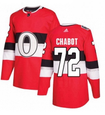 Mens Adidas Ottawa Senators 72 Thomas Chabot Authentic Red 2017 100 Classic NHL Jersey