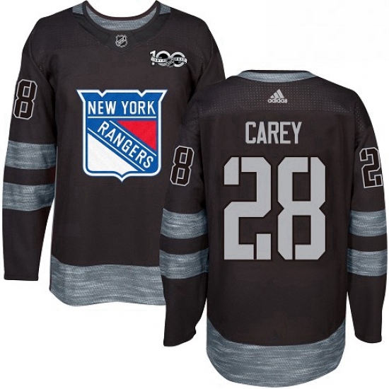 Mens Adidas New York Rangers 28 Paul Carey Premier Black 1917 2017 100th Anniversary NHL Jersey