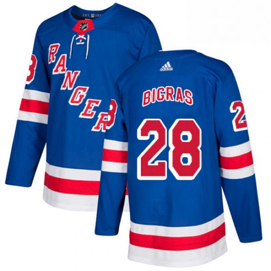 Mens Adidas New York Rangers 28 Chris Bigras Premier Royal Blue Home NHL Jersey