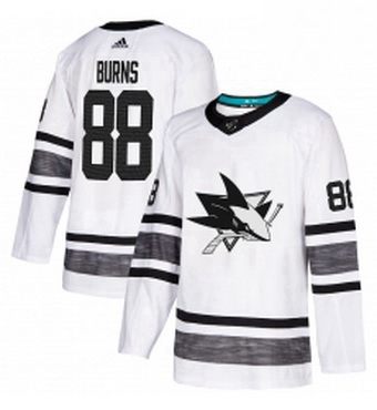 Mens Adidas San Jose Sharks 88 Brent Burns White 2019 All Star Game Parley Authentic Stitched NHL Je