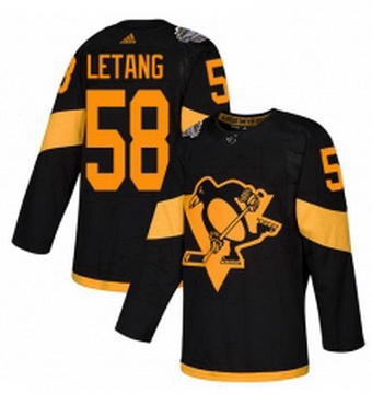 Mens Adidas Pittsburgh Penguins 58 Kris Letang Black Authentic 2019 Stadium Series Stitched NHL Jers