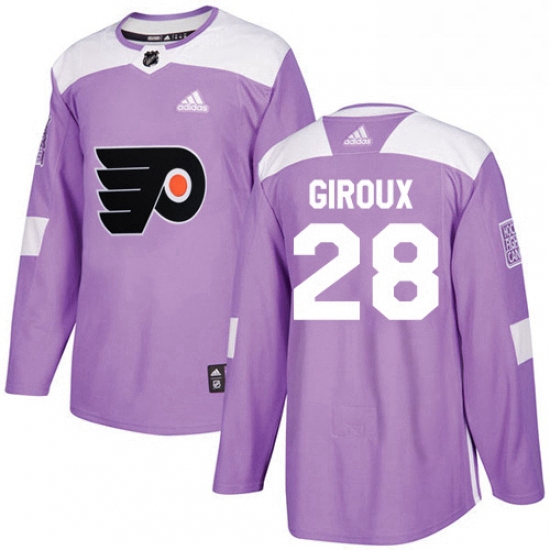 Mens Adidas Philadelphia Flyers 28 Claude Giroux Authentic Purple Fights Cancer Practice NHL Jersey