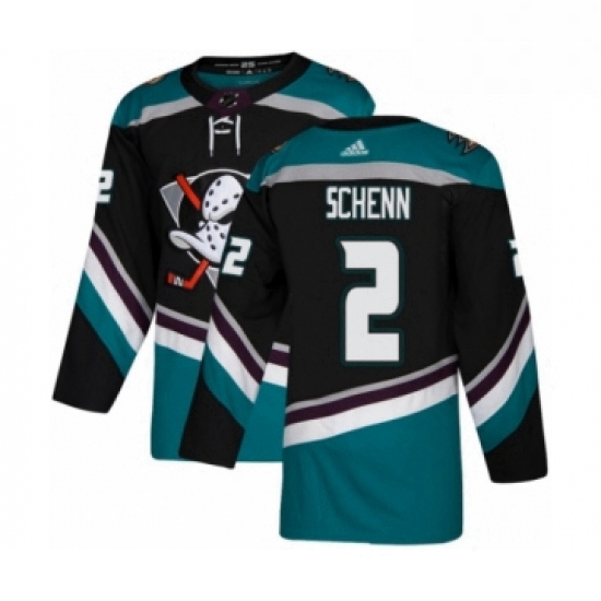 Mens Adidas Anaheim Ducks 2 Luke Schenn Premier Black Teal Alternate NHL Jersey