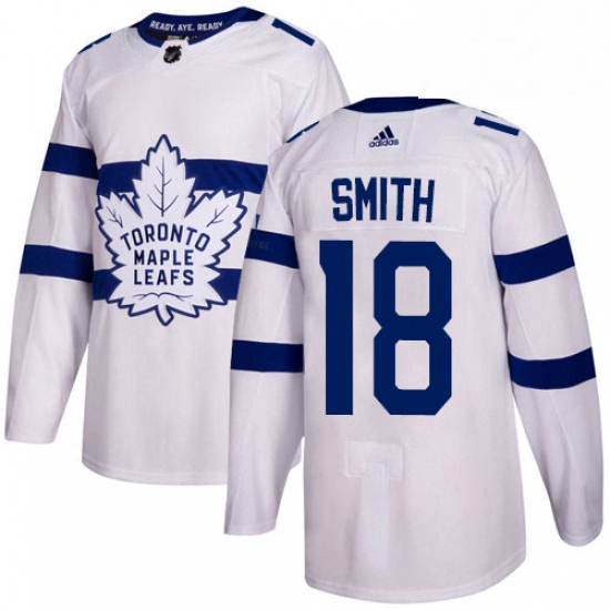 Mens Adidas Toronto Maple Leafs 18 Ben Smith Authentic White 2018 Stadium Series NHL Jersey