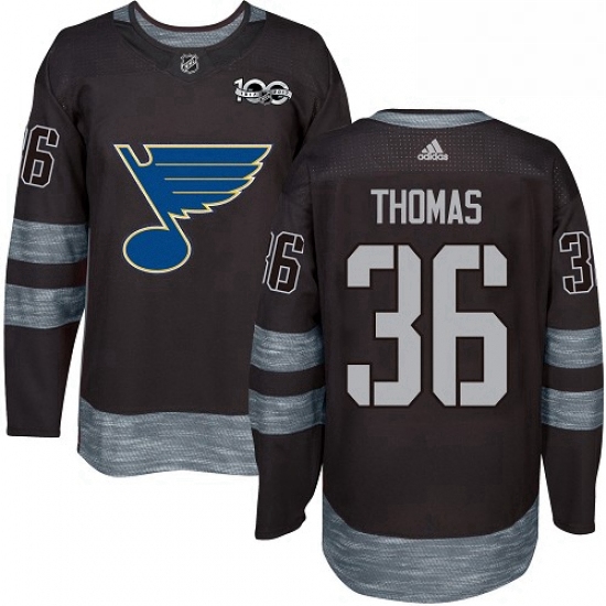 Mens Adidas St Louis Blues 36 Robert Thomas Authentic Black 1917 2017 100th Anniversary NHL Jersey