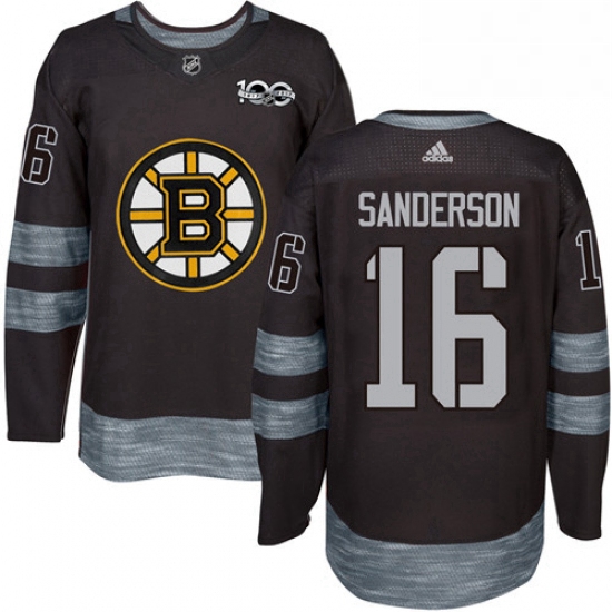 Mens Adidas Boston Bruins 16 Derek Sanderson Authentic Black 1917 2017 100th Anniversary NHL Jersey