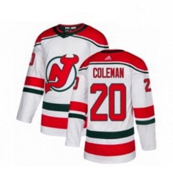 Mens Adidas New Jersey Devils 20 Blake Coleman Authentic White Alternate NHL Jersey