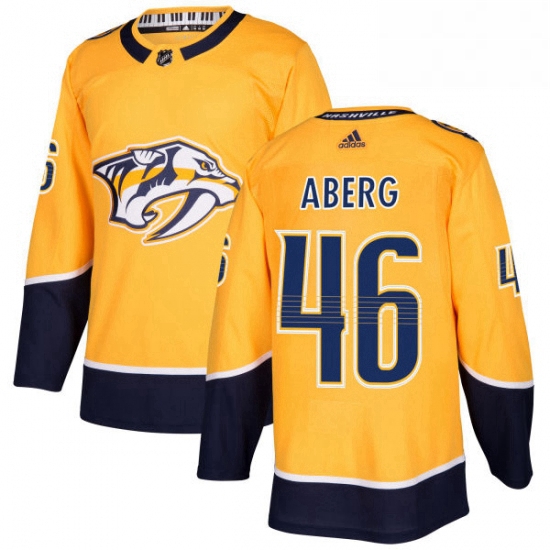 Mens Adidas Nashville Predators 46 Pontus Aberg Authentic Gold Home NHL Jersey