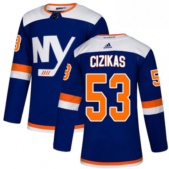 Mens Adidas New York Islanders 53 Casey Cizikas Premier Blue Alternate NHL Jersey