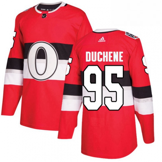 Mens Adidas Ottawa Senators 95 Matt Duchene Authentic Red 2017 100 Classic NHL Jersey