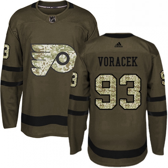 Mens Adidas Philadelphia Flyers 93 Jakub Voracek Premier Green Salute to Service NHL Jersey