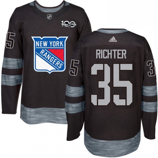 Mens Adidas New York Rangers 35 Mike Richter Premier Black 1917 2017 100th Anniversary NHL Jersey