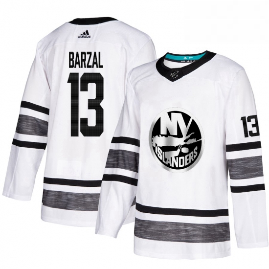 Mens Adidas New York Islanders 13 Mathew Barzal White 2019 All Star Game Parley Authentic Stitched N