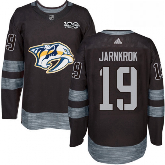 Mens Adidas Nashville Predators 19 Calle Jarnkrok Authentic Black 1917 2017 100th Anniversary NHL Je