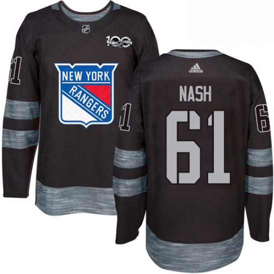 Mens Adidas New York Rangers 61 Rick Nash Premier Black 1917 2017 100th Anniversary NHL Jersey