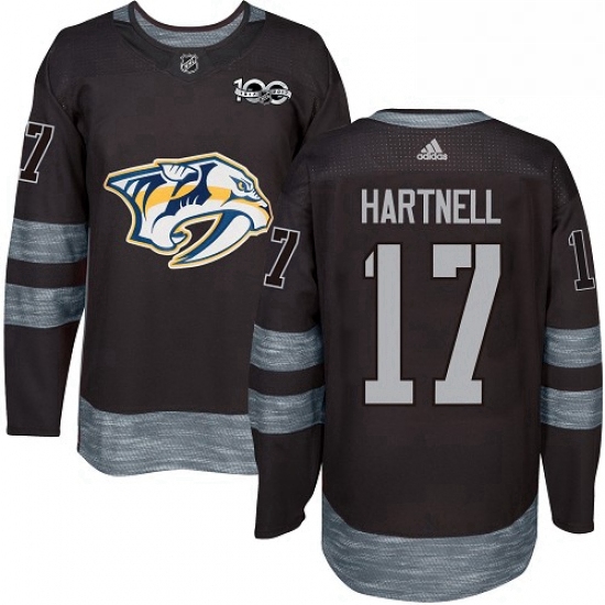 Mens Adidas Nashville Predators 17 Scott Hartnell Authentic Black 1917 2017 100th Anniversary NHL Je