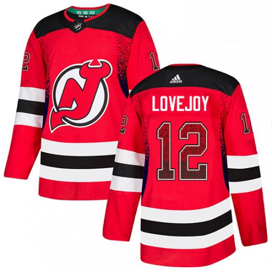 Mens Adidas New Jersey Devils 12 Ben Lovejoy Authentic Red Drift Fashion NHL Jersey