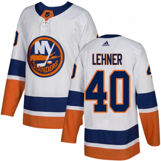 Mens Adidas New York Islanders 40 Robin Lehner Authentic White Away NHL Jersey