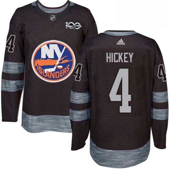 Mens Adidas New York Islanders 4 Thomas Hickey Authentic Black 1917 2017 100th Anniversary NHL Jerse