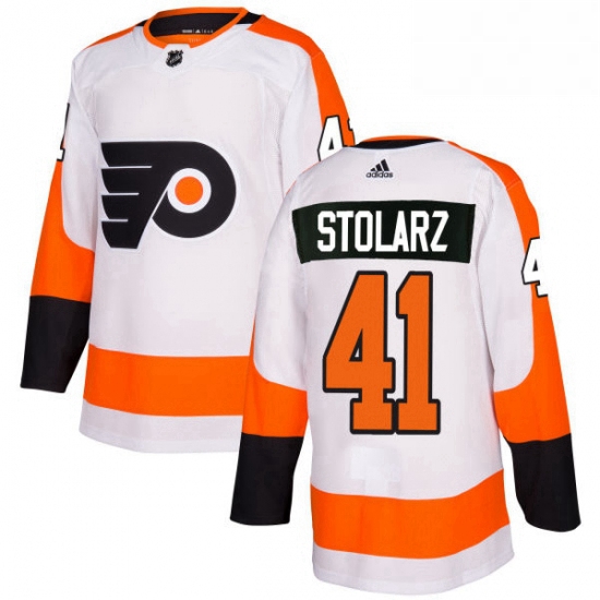 Mens Adidas Philadelphia Flyers 41 Anthony Stolarz Authentic White Away NHL Jersey