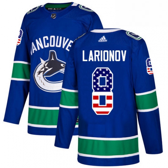 Mens Adidas Vancouver Canucks 8 Igor Larionov Authentic Blue USA Flag Fashion NHL Jersey