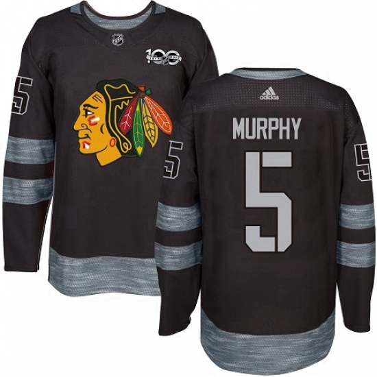 Mens Adidas Chicago Blackhawks 5 Connor Murphy Authentic Black 1917 2017 100th Anniversary NHL Jerse