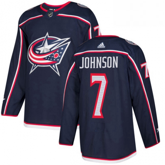 Mens Adidas Columbus Blue Jackets 7 Jack Johnson Authentic Navy Blue Home NHL Jersey