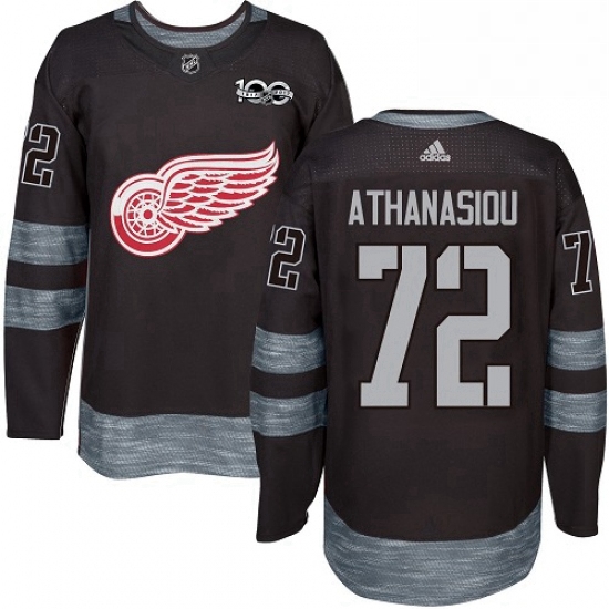 Mens Adidas Detroit Red Wings 72 Andreas Athanasiou Authentic Black 1917 2017 100th Anniversary NHL 