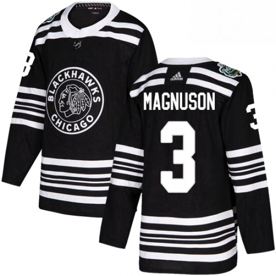 Mens Adidas Chicago Blackhawks 3 Keith Magnuson Authentic Black 2019 Winter Classic NHL Jersey