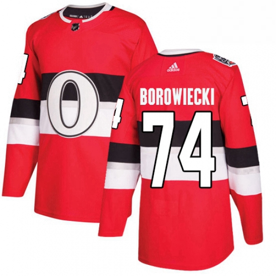 Mens Adidas Ottawa Senators 74 Mark Borowiecki Authentic Red 2017 100 Classic NHL Jersey