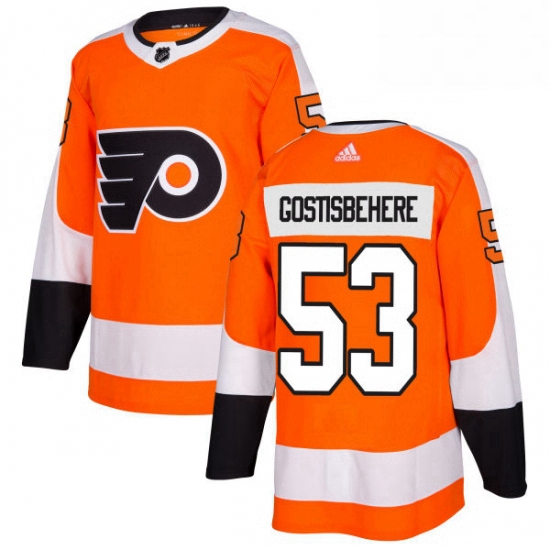 Mens Adidas Philadelphia Flyers 53 Shayne Gostisbehere Premier Orange Home NHL Jersey