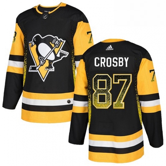 Mens Adidas Pittsburgh Penguins 87 Sidney Crosby Authentic Black Drift Fashion NHL Jersey