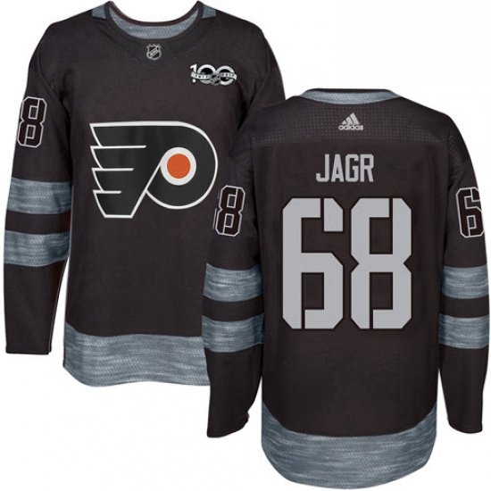 Mens Adidas Philadelphia Flyers 68 Jaromir Jagr Authentic Black 1917 2017 100th Anniversary NHL Jers