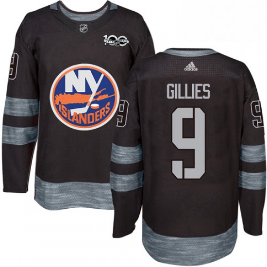 Mens Adidas New York Islanders 9 Clark Gillies Authentic Black 1917 2017 100th Anniversary NHL Jerse