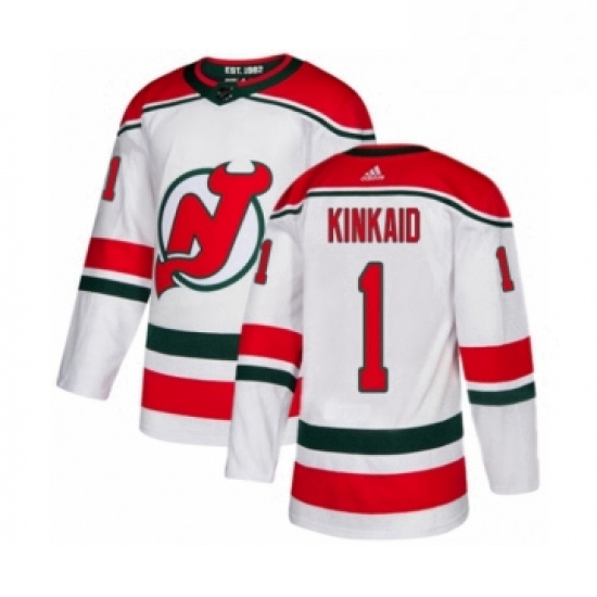 Mens Adidas New Jersey Devils 1 Keith Kinkaid Authentic White Alternate NHL Jersey