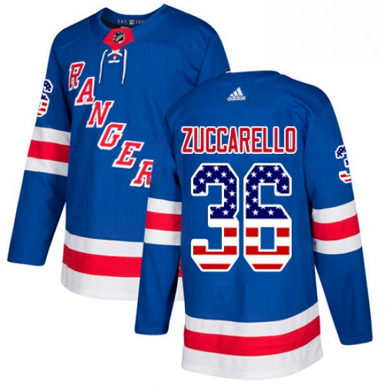 Mens Adidas New York Rangers 36 Mats Zuccarello Authentic Royal Blue USA Flag Fashion NHL Jersey