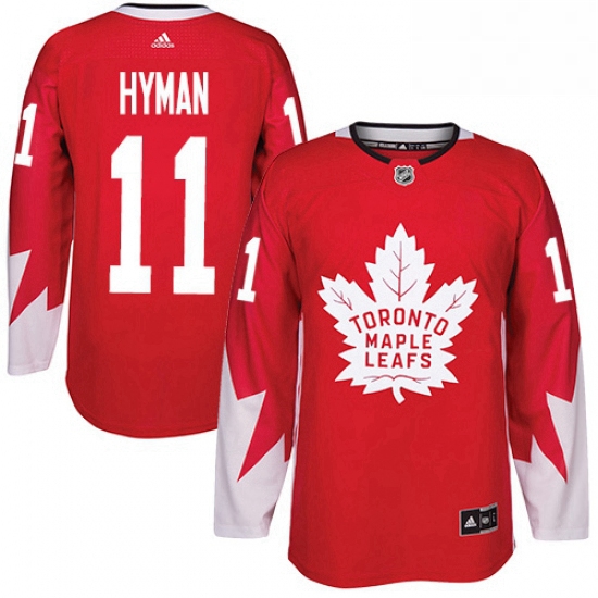 Mens Adidas Toronto Maple Leafs 11 Zach Hyman Authentic Red Alternate NHL Jersey